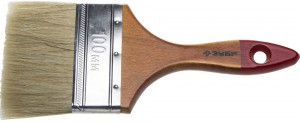 Кисть плоская  ЗУБР "УНИВЕРСАЛ-МАСТЕР", натуральная щетина, деревянная ручка, 100мм