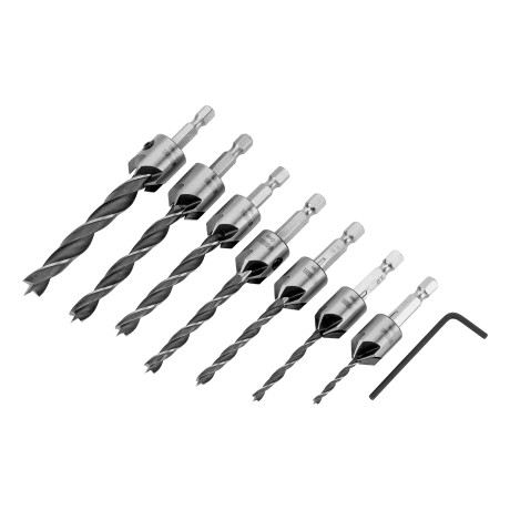 Набор сверл зенкеров по дереву, 3-10 мм, 7 шт Denzel