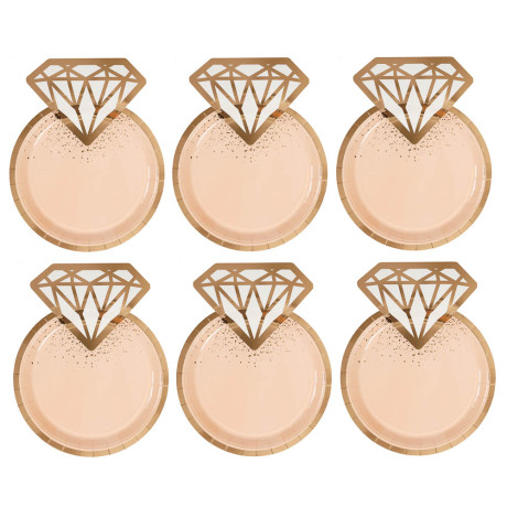 Тарелка фигур Свадьба LUX Peach 6шт, 25см в асс