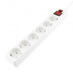 Гарнизон Сетевой фильтр (удл.) ПВС 3х0.75 6роз. 3м 10А земля, белый, пакет ECL-6-W-3
