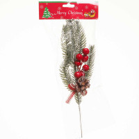 Еловая ветка RF21112 снежная 28см шишка / ягоды (900)