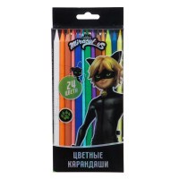 Супер-Кот Карандаши 24 цвета, 3х-гранные, прокрас в массе, яркий грифель, пл.бокс с печатью, &quot;Кор&quot;