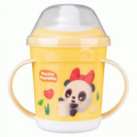 Поильник с ручками, декором и защитной крышкой 320мл "МАЛЫШАРИКИ" желтый 431337106 Бытпласт