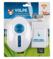 Volpe звонок беспроводной 80м, 32 мелодии, инд, бел/голуб, кнопка IP53, UDB-Q033 W-R1T1-32S-100M-WH