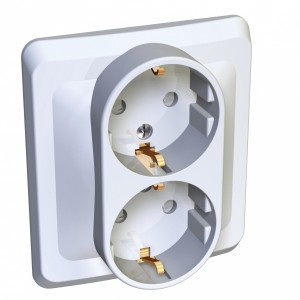 Systeme Electric Этюд роз. СУ 2 мест. бел. (пл.осн., земля, штор.) PC16-008B (15!)