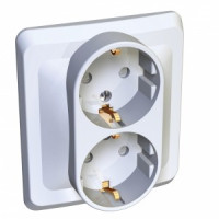 Systeme Electric Этюд роз. СУ 2 мест. бел. (пл.осн., земля, штор.) PC16-008B (15!)