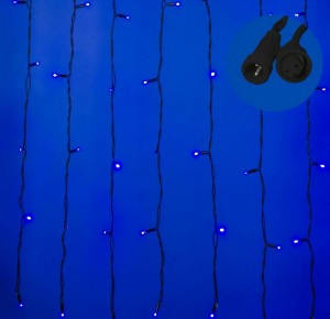 Гирлянда-занавес ул. ULD-C2030-240/TBK (мерц) 240LED син 3x2/24нит соед. 6 мод, пров.черн IP67 Uniel