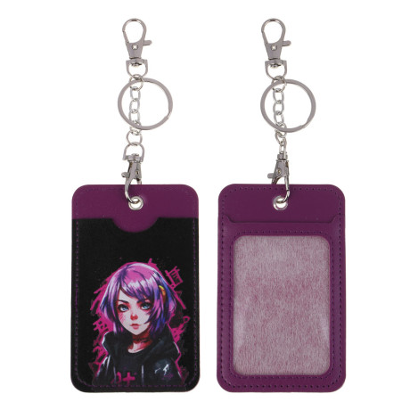 ЮL Чехол для пропуска двусторонний с кольцом и карабином, ПВХ, металл, 11х6,7см, 6 дизайнов