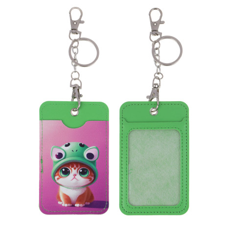 ЮL Чехол для пропуска двусторонний с кольцом и карабином, ПВХ, металл, 11х6,7см, 6 дизайнов