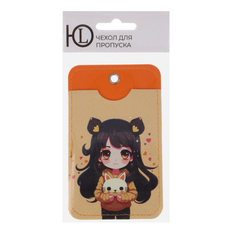 ЮL Чехол для пропуска двусторонний с кольцом и карабином, ПВХ, металл, 11х6,7см, 6 дизайнов