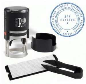 Печать самонаб 2-круг., оттиск D=40мм синий GRM R40 plus, крышка, КАССА В КОМПЛЕКТЕ, европодвес