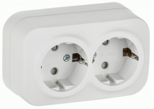 IEK GLORY роз. ОУ 2 мест. 16А (земля, шторки) РСш22-3-ХБм белый мат. ERH24-K01M-16