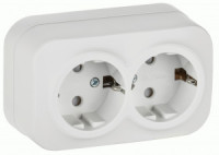 IEK GLORY роз. ОУ 2 мест. 16А (земля, шторки) РСш22-3-ХБм белый мат. ERH24-K01M-16