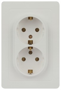 Intro Style роз. СУ 2 мест. земля, 2X2P+E Schuko, 16А-250В, IP20, белый 7-205-01 60621