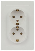 Intro Style роз. СУ 2 мест. земля, 2X2P+E Schuko, 16А-250В, IP20, белый 7-205-01 60621