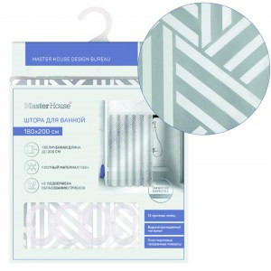 Штора д/ванной Аргенто 180(В)*200(Ш), 12 колец, люверсы, PEVA 75958 Master House