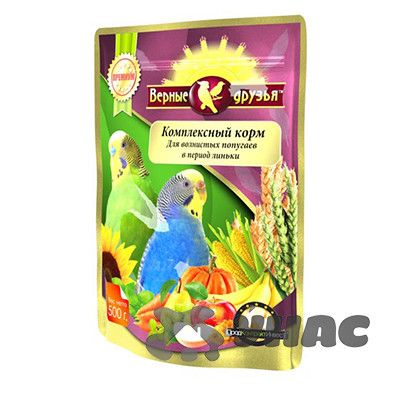 Верные друзья Корм для волнистых попугаев в период линьки 500г x10