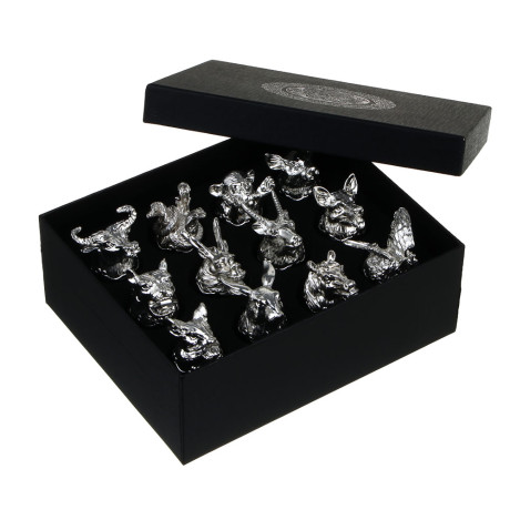 Набор стопок стеклянных Знаки зодиака 12пр, серебро