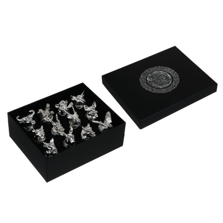 Набор стопок стеклянных Знаки зодиака 12пр, серебро