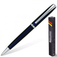 Ручка шарик. BRAUBERG "Cayman Blue" бизнес-класса, корпус синий, серебр. детали, синяя 141409