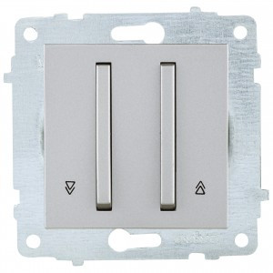 OVIVO мех. выкл. СУ 2 кл. (узкая клавиша, жалюзийный) серебро (ко всем рамкам) 610-000210-216