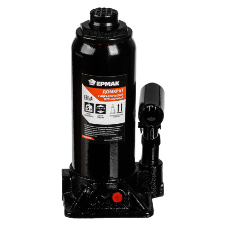 ЕРМАК Домкрат гидравлический бутылочный 5 т, в кейсе, высота подъема 197-382мм
