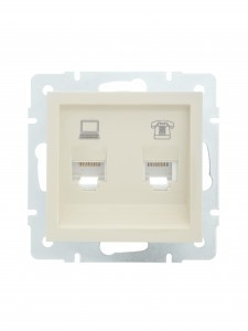 Lezard VESNA мех. роз. комп/телеф СУ 1 мест. крем (RJ45+RJ11) (корп. ABS)  742-0388-143