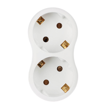 Разветвитель 2 гнезда Intro, евро, с заземлением, 16А, 250В, TR2e-W, белый