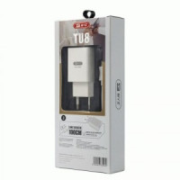 Сет. адаптер/зарядник/блок пит. 220V-5V BYZ TU8, 1хUSB-А, 2.4А+кабель (AM-Type-C), 1 м, белый