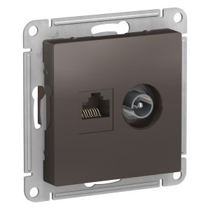 Systeme Electric AtlasDesign мех. роз. конн TV+комп СУ 1 мест мокко (RG6+RJ45 0,7dB) ATN000689(5!)