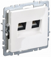 IEK BRITE мех. роз. СУ 2 мест. RJ11+RJ45 кат.5E РК/Т12-БрБ белый BR-KT20-O-1-K01