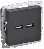 IEK BRITE мех. роз. СУ USB A+A 3,1А РЮ10-1-БрГ графит BR-U21-D31-K53