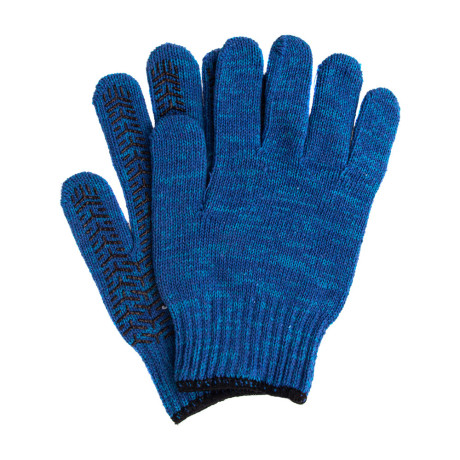 Перчатки трикотажные усиленные, гелевое ПВХ-покрытие, 7 класс, синие Сибртех