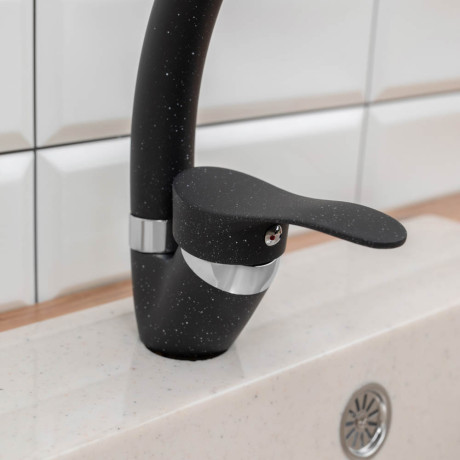 СоюзКран Смеситель для кухни, высокий излив 25см, керам. картридж 35мм, черный, цинк, SK01-C109