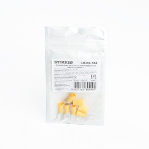 STEKKER Наконечник вилочный изолир. НВИ 6-4мм2 LD404-604 Желтый (DIY уп.10 шт, цена за уп.) 39373