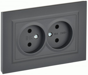 IEK BRITE роз. СУ 2 мест. 10А графит РС12-2-БрГ BR-R20-10-K53-F