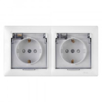 Bylectrica СТИЛЬ Роз. 2 мест. СУ (в 2 коробки!) земля со шторк., крышка IP44 белый (РС16-419)