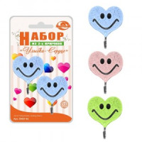 Крючки &quot;Улыбка-Сердце&quot;, набор 2шт/уп, цена за уп (кратность 6шт!!!) металл/пластик SM27-42 Мультидом