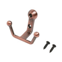 Крючок-вешалка мебельн 2-рожк СТАНДАРТ 308 AC ст. медь Инд. уп. на подвесе(400,50)