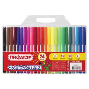 Фломастеры ПИФАГОР, 24цв. вентил. колпачок,  151092