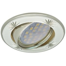 Ecola DL21 MR16 GU5.3 св-к литой поворот.гравир.Четыре цветка Жемчуг/Хром 23x84 FP1615EFY (10!)