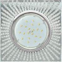 Ecola GX53 H4 св-к Стекло Квадрат c прозр.стразами хром-хром фон зерк. 40x123 FW53SGECB (10!)