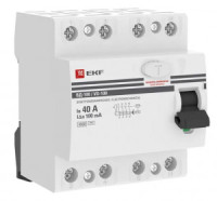 EKF PROxima выкл. дифферинциальный УЗО ВД-100 4P 40А 100мА, тип AC 4,5кА эл-мех elcb-4-40-100-em-pro