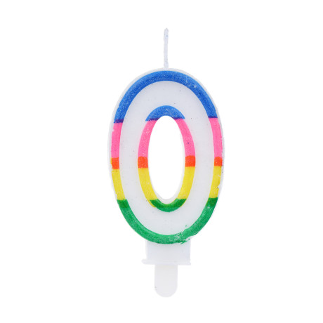 Капитан Весельчак Свеча для торта в форме цифры, с подставкой (0), парафин, PP