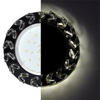 Ecola GX53 H4 LD5361 св-к Стекло Круг крупн.стразы Елочка подсв. 4K Хром-черн 54x120 SL53RNEFB (10!)