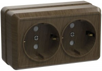 IEK ОКТАВА роз. ОУ 2 мест. с з/к 16А ДУБ (темное дерево) РС22-3-ОД