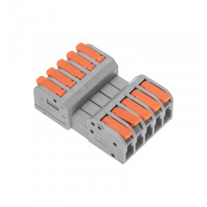 REXANT Клемма СМК 222-425R проходная разъем. 5 полюсов серая 0,2-2,5/4мм2 (20 шт/уп) цена/шт 07-5265