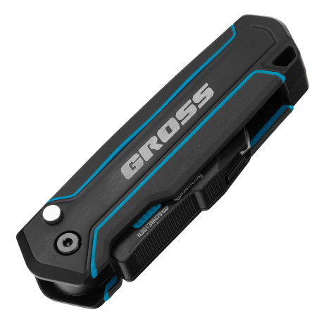 Нож-скребок складной, 19мм, сменное лезвие, SK2, 5 запас. лезвий, алюмин. корпус, клипса GROSS