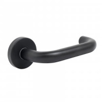 Комплект ручек на круглой розетке д/мет дверей СТАНДАРТ 0203 SS (60-90) ЧЕРНАЯ INOX нерж сталь(40)