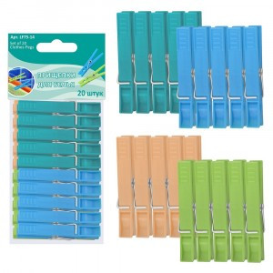 Прищепки д/белья, набор 20шт/уп, цена за уп (кратность 6шт!!!), пластик LF75-14 Мультидом